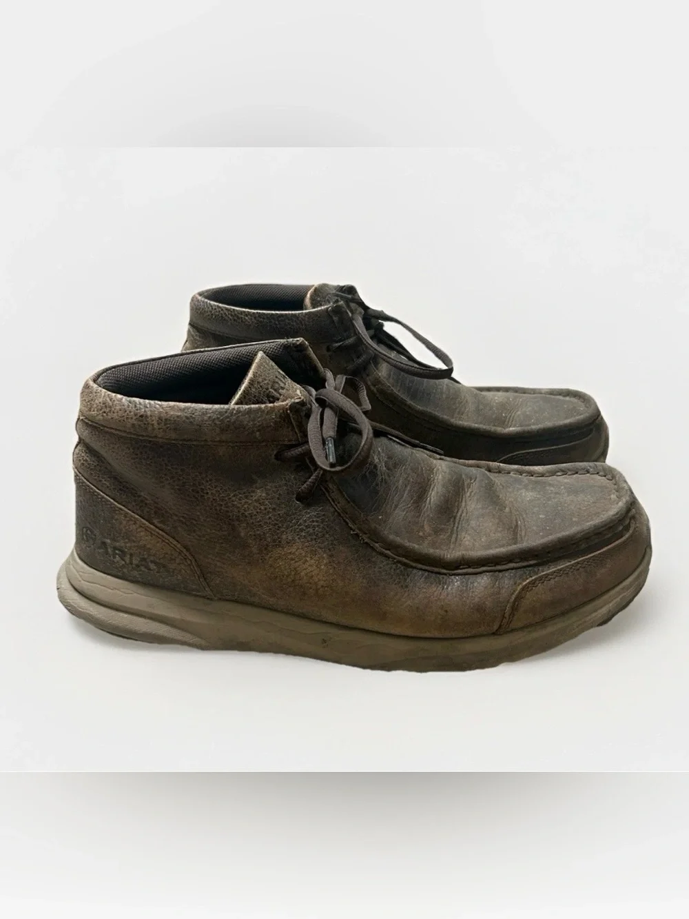 Ariat Spitfire Chukka Boots Mens 10.5 Brown Leather Distressed MocToe Shoes